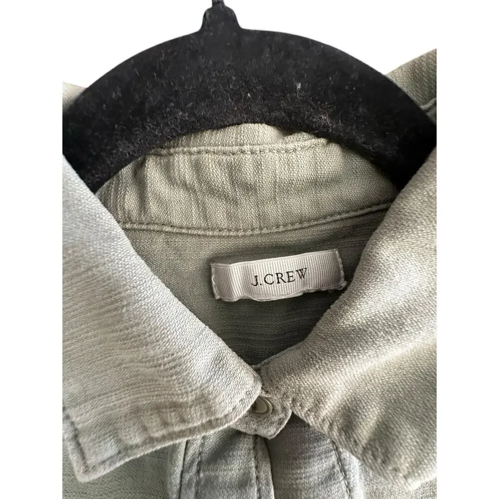 J. Crew Women's Green Military Army Cotton Chest Pockets Button Up Top Size